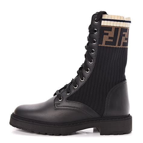 rockoko chelsea sock combat boot fendi|FENDI Calfskin Stretch Fabric Rockoko Biker Boots .